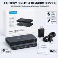 Répartiteur HDMI 4K Mindpure 1 entrée 4 sorties, amplificateur de distribution 1x4, duplicateur alimenté pour écran miroir multi-affichage pour moniteur PS5