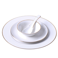 Ensemble de décoration de table d'hôtel en céramique, ensemble de 4 pièces, vaisselle de Club, assiettes en fil doré, plats, tasse de thé