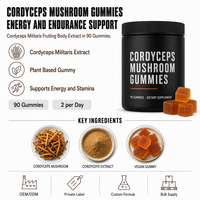 Gummies de Cordyceps : Antioxydant, Énergie, Endurance – Complément Nutritionnel Sportif Naturel Pré-Entraînement Végétalien Sans Gluten en Vrac