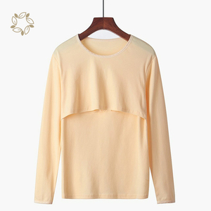 Maglietta organica per l'allattamento al seno alla canapa maglietta a manica corta per l'allattamento camicia per l'alimentazione di abbigliamento <span class=keywords><strong>premaman</strong></span> per l'allattamento <span class=keywords><strong>camicie</strong></span> per la mamma - Product Image 4