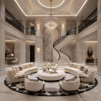 Service de design d'intérieur de villa de luxe sur mesure, solution de mobilier pour salon de style classique, fournisseur de solutions d'aménagement tout-en-un