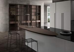 Ensemble de meubles de cuisine italiens haut de gamme 2024, cuisine moderne laquée avec meubles de cuisine cannelés - Product Image 3