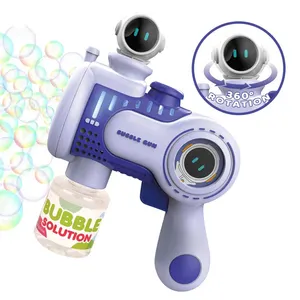 Máquina de burbujas de astronautas giratoria de 10 agujeros, juguetes de mano, pistola de burbujas eléctrica, juguete con música ligera, juguetes de jabón de agua