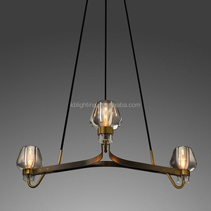 Sang Trọng Retro 6-Ánh Sáng Đèn Chùm Thủy Tinh Và Đồng Thau Ánh Sáng Mặt Dây Chuyền Cho Nhà Bếp Đảo Khách Phòng Ăn - Product Image 2