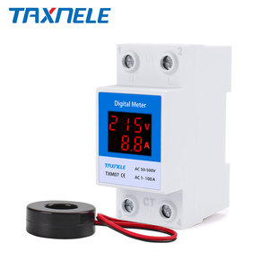 Vôn Kế Kỹ Thuật Số Led Đường Ray DIN Ampe Kế AC50-500V 220V 380V <span class=keywords><strong>1</strong></span>-63A <span class=keywords><strong>1</strong></span>-100A Đồng Hồ Đo Dòng Điện Áp Bảng Điều Khiển Vôn Kế Máy Dò Ampe - Product Image 4