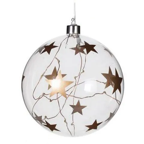 Bola de vidro bloqueado para enfeite de natal, ornamento de natal, pendurado com luz led