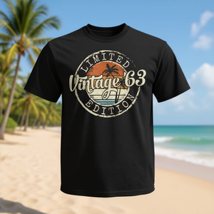 T-shirt vintage 1963 pour le 62e anniversaire, pour hommes et femmes, personnalisable, promotionnel, pour les 62 ans - Product Image 3