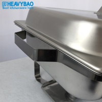 Chauffe-Plat Rectangulaire Commercial Heavybao 9L en Acier Inoxydable pour Buffet, Réchaud de Table pour Hôtels, Restaurants et Traiteurs