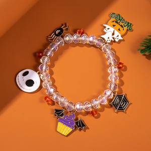 Conjuntos <span class=keywords><strong>de</strong></span> pulseras <span class=keywords><strong>de</strong></span> Halloween Esmalte negro Calabaza Calaveras Murciélago Araña Encanto Pulsera con cuentas Punk Cadena cubana Pulseras <span class=keywords><strong>de</strong></span> cuentas <span class=keywords><strong>de</strong></span> cristal - Product Image 4