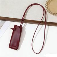 Pochette de rangement portable en cuir PU pour rouges à lèvres, style coréen, sac de maquillage, pendentif breloque, collier pour femme, promotionnel