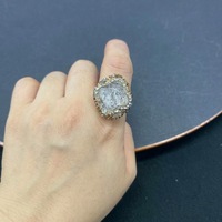Bague en Pierre Naturelle pour Femme, Gemmes Colorées, Cristal, Strass, Bague Statement Dorée, Bijoux Vintage Tendance, Vente en Gros