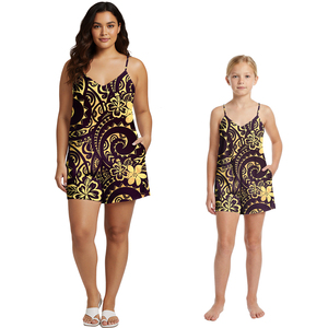 Trajes <span class=keywords><strong>de</strong></span> Playa Hawaianos para Niñas, Mono Sexy Polinesio <span class=keywords><strong>de</strong></span> Talla Grande para Mujer, Estampado Floral Samoano, Conjuntos a Juego para Madre e Hija - Product Image 2
