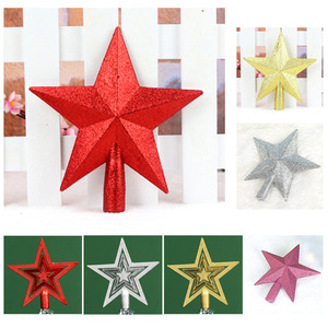 <b>Red</b> Gold Silver Hollow Pentagram Tree Topper 15cm 20cm <b>Glitter</b> Electroplated Star Ornament For Christmas Tree Top Decor - Product Image 1