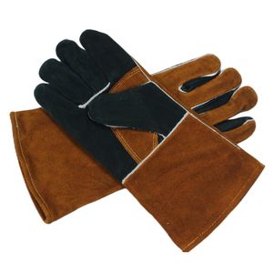 Guantes de soldadura de cuero dividido de vaca marrón Palma de cuero doble para chimenea Guantes DE TRABAJO DE SEGURIDAD resistentes al calor - Product Image 5