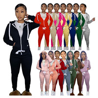 Ensemble de survêtement décontracté 2 pièces en polaire épaisse pour femme, pantalon de jogging et cardigan à capuche, idéal pour l'automne et l'hiver