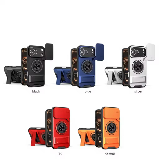 Newest 2-in-1 Magnetic 360 Ring Holder Waterproof Air Cushion Phone Case for 17/16/15/14/13 Electroplate TPU+PC Anti-Drop Heavy