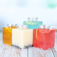 Bouteille en plastique du prix usine 12oz 350ml pour la conception carrée droite de boissons de jus avec la surface d'impression d'écran de bouchons à vis