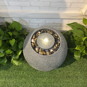Fontaine sphérique Quanfangyuan 088 pour intérieur et extérieur, avec pierres et éclairage, pour cour, villa, maison - Product Image 2