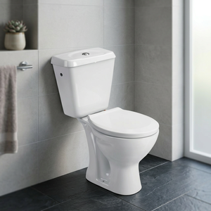 WC moderne en céramique deux pièces avec siphon en P, chasse double 3L/6L, réservoir encastré et abattant à fermeture douce - Product Image 5