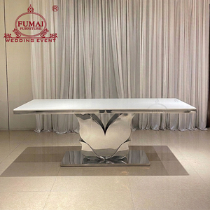 Muebles FUMAI, Mesa Moderna para Hotel con Tapa de MDF, Base de Metal Dorado, Diseño Contemporáneo para Bodas y Eventos - Product Image 3