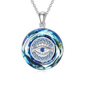 Collier Fantasy Evil Of Eye en argent sterling 925 collier rond en cristal bleu Evil Of Eye pour les femmes - Product Image 1