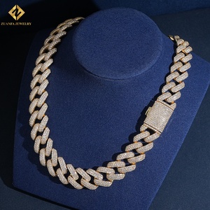 S925 Silver Rose Gold VVS Baguette Moissanite Cuban Link <b>Chain</b> 15mm <b>Iced</b> <b>Out</b> Hip Hop Necklace 3 Row Baguette & Round Cut Jewelry - Product Image 4