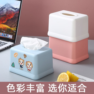 Caja de pañuelos cuadrada y redonda de plástico para sala de estar y baño, con pañuelos extraíbles en colores azul, rosa y blanco. - Product Image 4