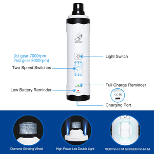 Polnische Haustier nägel leise bei 8000 U/min mit LED-Licht und tragbarem Design in diesem wiederauf lad baren elektrischen USB-Nagels chl eifer für Haustiere. - Product Image 4