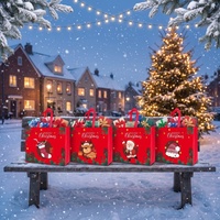 Grands sacs cadeaux de Noël, 4 modèles, sacs de Noël OEM, sacs cadeaux de Noël en gros, sacs fourre-tout réutilisables en non-tissé avec poignées