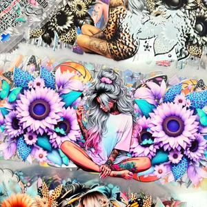 Taza vaso de 16oz al por mayor, Material PET, listo para enviar, envolturas de copa UV DTF con pegatinas de chica tatuadas, impresión de transferencia en frío de dibujos animados - Product Image 2