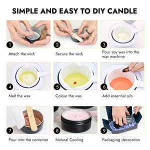 Kit complet de fabrication de bougies DIY pour débutants, de bonne qualité, avec chauffe-cire et soja, support OEM ODM - Product Image 6
