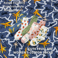 Chaussettes courtes respirantes pour femme, motif fruits et plantes mignons et amusants, collection automne 2025, en coton, banane, fraise, avocat