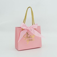 Sac cadeau de luxe rose tendance avec logo personnalisé imprimé, poignées en ruban, pour bijoux et souvenirs