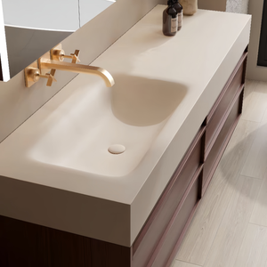 Manufacturer Customized 80cm 100cm 120cm 160cm Floating Integrated Basin Bathroom <strong>Vanity</strong> Cabinet Oak Bathroom <strong>Vanity</strong> - Product Image 4