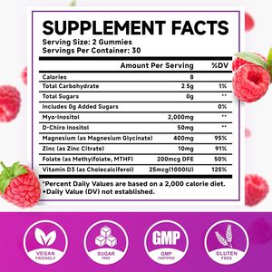 Gomitas de Inositol de Marca Privada OEM para el Equilibrio Hormonal y Apoyo a la Fertilidad con ALA, Vitamina D3, B12 y Cromo - Product Image 2