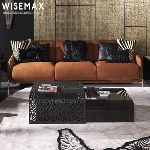 WISEMAX FURNITURE Juego de Mesa de <span class=keywords><strong>Centro</strong></span> de Acero Inoxidable de Estilo Moderno Italiano para Sala de Estar, Sofás, Mesa de <span class=keywords><strong>Centro</strong></span> para Vestíbulo de Hotel, Cafetería - Product Image 4