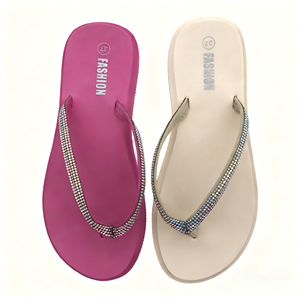 <span class=keywords><strong>Tongs</strong></span> d'été pour femmes, à bout ouvert, fines, avec des lanières en strass scintillantes, écologiques, à semelle épaisse, pour usage extérieur, rose vif, classiques - Product Image 3