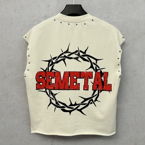 QIANSHI Canotta Sportiva Oversize in French Terry Pesante da <span class=keywords><strong>Uomo</strong></span>, Personalizzabile con Logo, in Cotone, per Streetwear e Corsa - Product Image 2