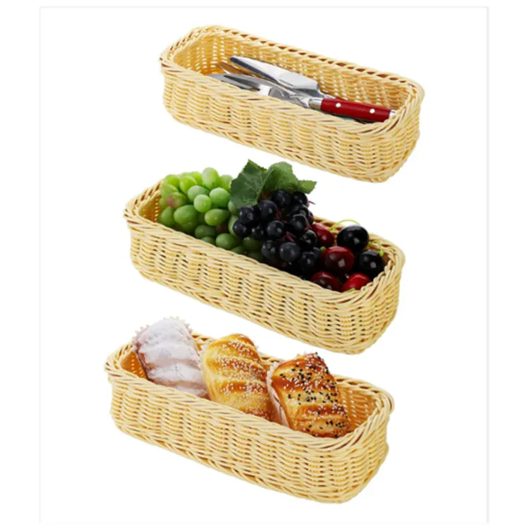 3-piece Pack Good Air Permeability Safe Durable Weave A Bread Roll Basket Bread Proofing Basket Set for Bread