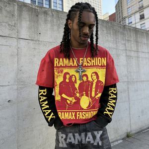 T-shirt long double couche en coton premium lavé et vieilli, personnalisé avec logo imprimé, écologique, de haute qualité, pour la vente en gros - Product Image 2