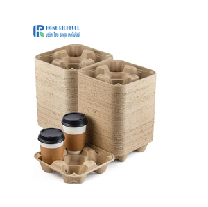 Bandeja Portavasos Desechable para 4 Vasos - Portavasos Biodegradable y Compostable para Bebidas Calientes/Frías - Cafeterías, Restaurantes - Product Image 3