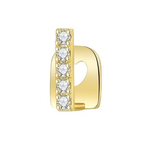 Ornement dentaire Hip Hop Rap en or véritable électroplaqué, motif simple à rayures verticales et 5 diamants, unisexe, pour usage quotidien - Product Image 5