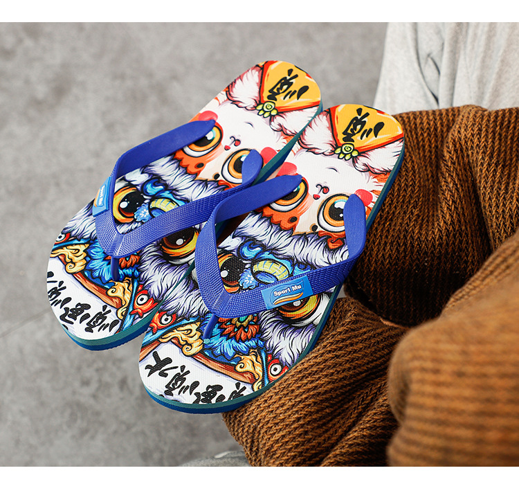 Cheap PE Printing Filp Flops Slippers Men's Non-slip Outdoor Beach Flip-flops Slipper