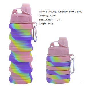 Custom Bpa Free <b>Reusable</b> Travel Sport Tumbler Set Portable Folding Drink Milk <b>Cup</b> Foldable Collapsible Silicone Water Bottle - Product Image 5