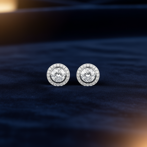 Orecchini E3643 in Oro Bianco con Diamanti Taglio Brillante Rotondo, Certificati GIA, Stile Classico da Sposa per Donna - Product Image 2