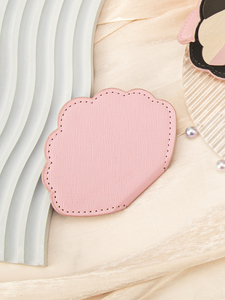 Cute Shell Cloud Shaped Stainless Steel Pocket <b>Mirror</b> Shatterproof PU Leather Sleeve Stitched Edges <b>Compact</b> Vanity <b>Mirror</b> Bulk - Product Image 2