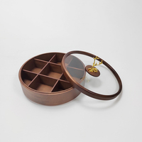 Boîte de rangement rotative en bois laqué écologique, capacité 1-3L, pour fruits secs, en-cas, noix, bonbons, avec compartiments et couvercle en verre, boîte cadeau, nouveauté