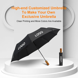 Personnalisé en bois poignée 3 pliage parapluie publicité promotionnel pas cher parapluies avec logo impression - Product Image 2