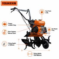 Motoculteur YKX à moteur essence, transmission par courroie, mini-motoculteur pour démonstration agricole éducative