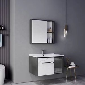 2025 nouvelle coiffeuse haut de gamme suspendue blanche grise personnalisée avec lavabo simple et miroir <span class=keywords><strong>pour</strong></span> hôtel appartement - Product Image 4